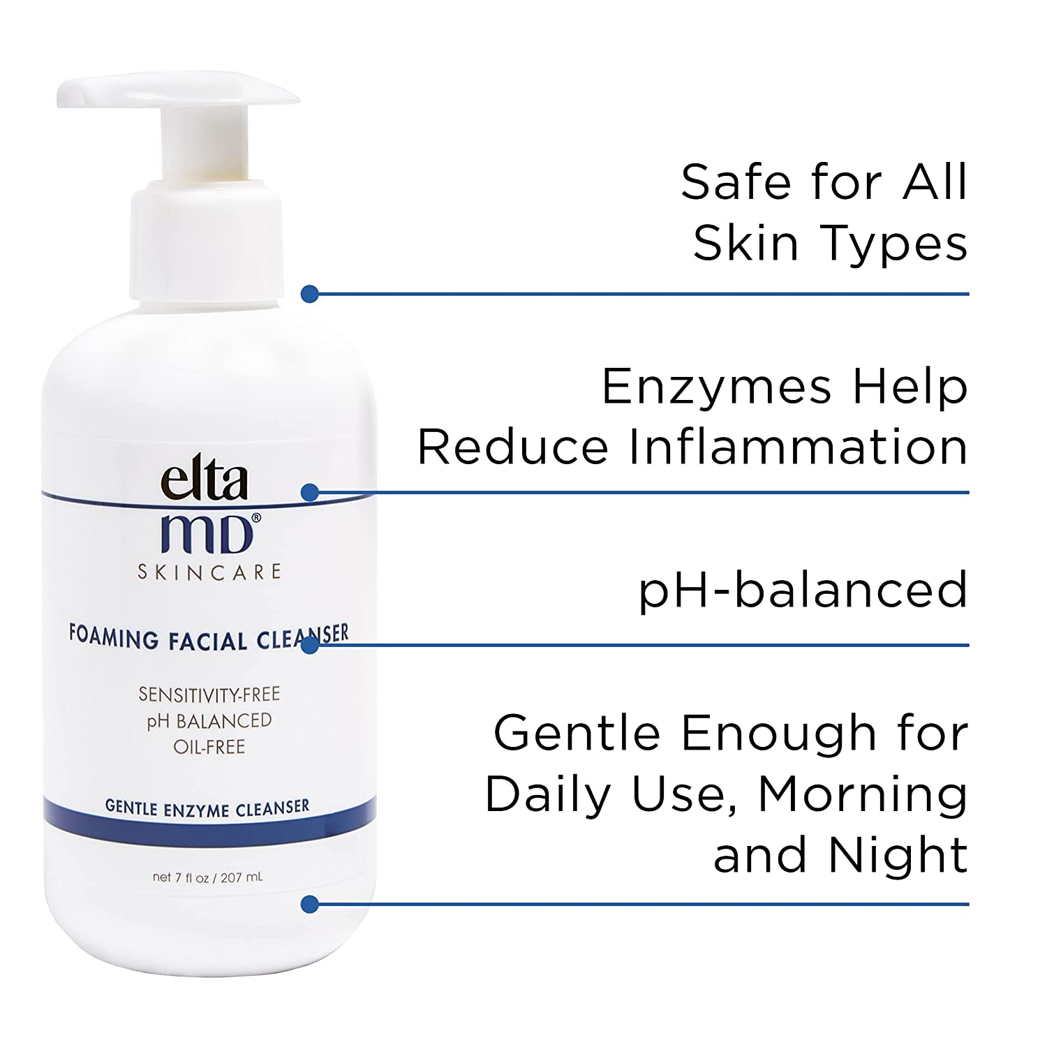 EltaMD Foaming Facial Cleanser, Exfoliating Face Cleanser, Helps Remove Oil and Dead Skin Cells, Safe for All Skin Types, Oil Free, Paraben Free, Sensitivity Free, Sensitive Skin Face Wash, 7 oz Pump - Image 2